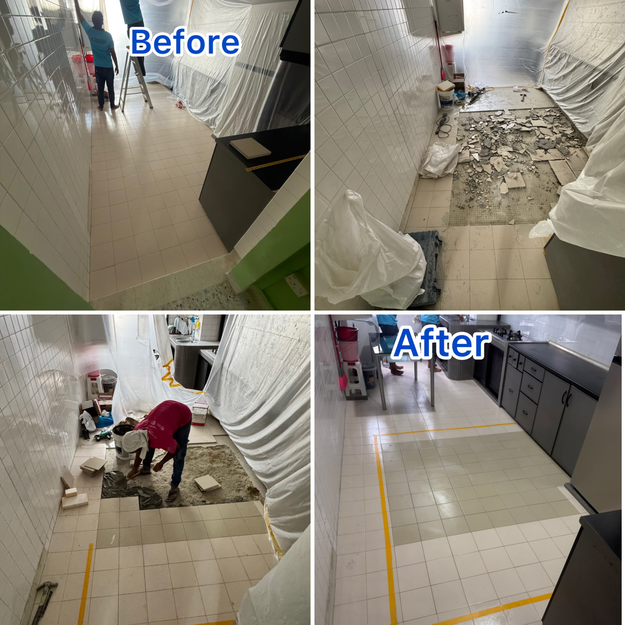 Kitchen Floor Tile Replacement Service in Singapore